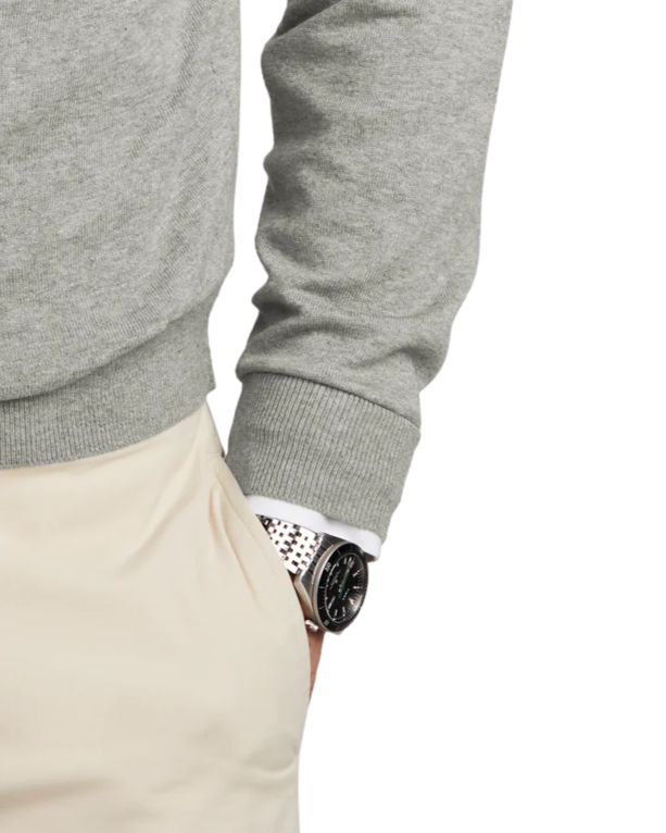 Closeup of a BB18400 Brooks Brothers® Cotton Stretch V-Neck Sweater